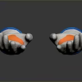 Gray And White Protective Gloves With Blue Wrist Cuffs And Mesh Design