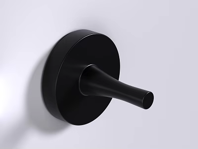 Sleek Black Single Hook Mounted On White Wall For Home Organization And Decor 3d model