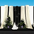 Decorative Ornament Combination With White Dress Model Flower Bouquets Green Plants Beige Curtains And Chandeliers