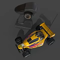 Electric Toy Remote Control Car with Yellow Flame Decals Large Wheels and Controller