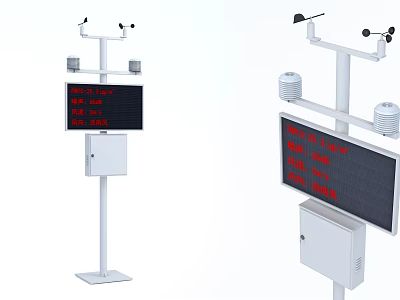 Industrial Environmental Monitoring Equipment With Pole Mounted Display Screen And Sensors 3d model