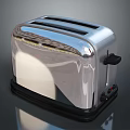 Electric Toaster With Silver Shiny Stainless Steel Body Black Base Modern Design And Control Knobs 3d model