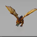 Mythical Dragon With Orange Glowing Wings And Scaled Red Blue Body