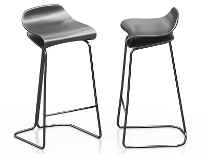 Modern Black Bar Stools With Curved Seats And Sturdy Metal Frames 3d model