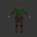 Futuristic Gray Armored Character In Mech Suit With Helmet And Yellow Accents