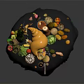 Colorful Assorted Fresh Fruits Display With Pineapple Apple Strawberry Orange And Grape On Black Cloth