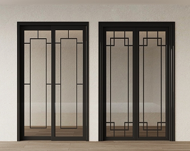 double open glass door 3d model