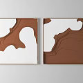 Two Square Decorative Wall Art With Brown Wave Patterns And White Background 3d model