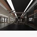Modern Gym Interior With Weightlifting Equipment And Fitness Machines Metal Ceiling Structure And Black Flooring