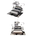 Modern Double Bed With Bedside Tables Table Lamps And Decorative Wall Art Bedding 3d model