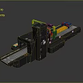 Automated Industrial Black Mechanical Equipment With Yellow Components And Conveyor System