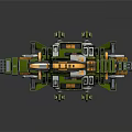 Sci Fi Style Green And Orange Fighter Jet Mechanics