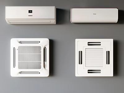 Sleek White Wall Mounted and Ceiling Air Conditioner Fans Modern Interior Design 3d model