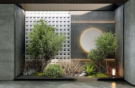 Modern landscape sketch courtyard sketch indoor plant landscaping 3d model