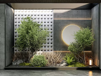 Modern landscape sketch courtyard sketch indoor plant landscaping 3d model