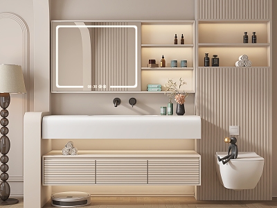 Modern Bathroom Cabinet Cream Wash Cabinet model