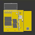 Yellow Industrial Computer Server Cabinet With Transparent Cover And Internal Components 3d model