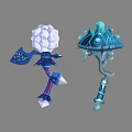 Fantasy Magic Weapons With Crystal Ball And Ice Crystal Design Elements 3d model