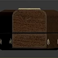 Brown Wooden Coffin Design With Gold Cross And Metal Clasps