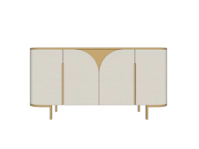 Elegant Modern Entryway Console Cabinet With Beige Doors And Gold Accents Design 3d model