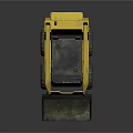 Yellow Skid Steer Loader with Black Cab Bucket Large Tires and Reflection on Black Background