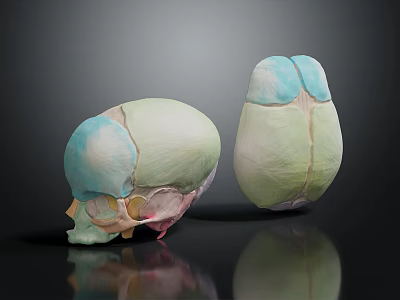 3D Anatomical Organ And Hair Structure Models With Colorful Textured Surfaces 3d model