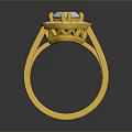 Elegant Gold Fashion Ring With Central Gemstone And Small Diamonds On Band