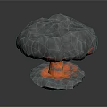 Cartoon Mushroom Cloud Explosion Scene With Lava Flames And Glowing Base 3d model