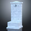 White Brick Vertical Garden Ornament with Faucet and Square Base Structure