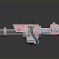 Pink Decorative Machine Gun Weapon With Multiple Barrels Spring And Handle Design 3d model
