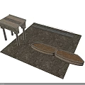 Scenic Construction Components With Leg Supported Platform Long Rail Structure And Oval Shaped Paving Blocks