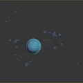 Graceful Blue Jellyfish with Long Tentacles Floating Underwater Among Many Transparent Bubbles
