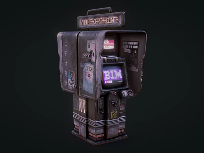 Vintage Telephone ATM Machine With Worn Exterior And ATM Display Screen 3d model