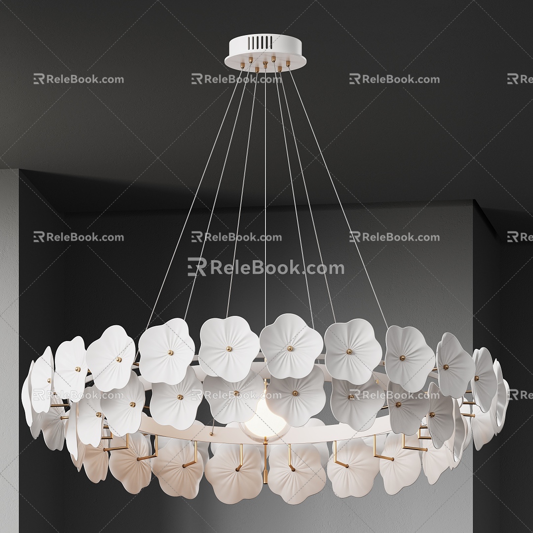 Modern Chandelier Light Luxury Minimalist Cream Style 3d model