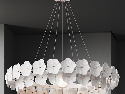 Modern Chandelier Light Luxury Minimalist Cream Style 3d model