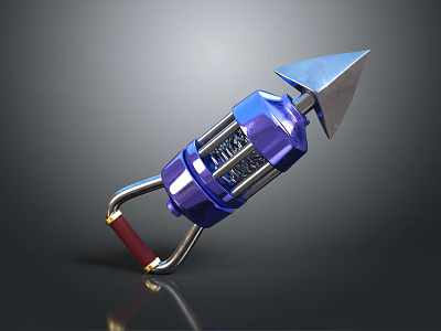 Blue Metal Hardware Tool With Sharp Spike And Red Grip Handle 3d model