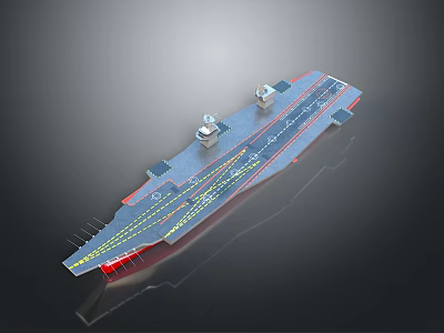 Military Aircraft Carrier Weapon With Modern Flight Deck And Runway Structure 3d model