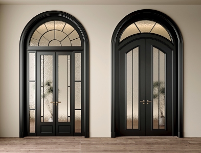 French American Style Door Glass Door Swing Door Wooden Door Double Door Villa Entry Door 3d model