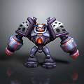Game And Movie Character Mechanical Robot With Purple Armor Luminous Red Chest And Arm Lights