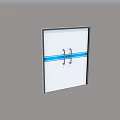 White Double Door With Blue Stripe And Silver Handles For Interior Design 3d model