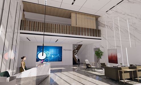 Modern Hall Office Lobby 3d model