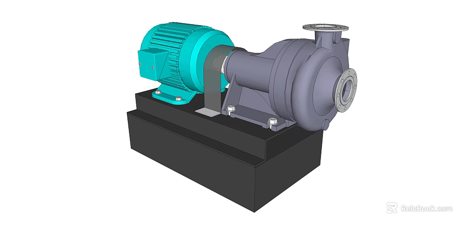 Industrial Pump With Green Motor Gray Pump Body And Black Base 3d model 