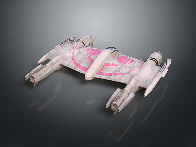 Futuristic Aerospace Spacecraft Model With Sleek Design Pink Accents And White Structure 3d model