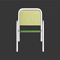 Modern Chair Furniture With White Frame Green Seat Cushion And Yellow Backrest