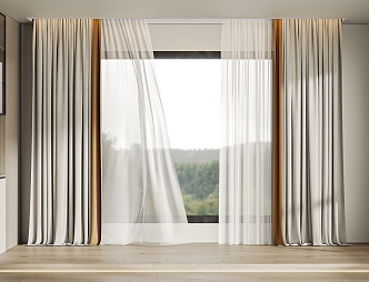 Modern Curtain Window Screen 3d model