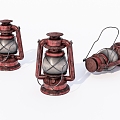 Old portable lamp lantern kerosene lamp 3d model