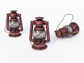 Old portable lamp lantern kerosene lamp 3d model