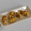 Delicious Golden Crispy Fried Chicken Pieces Served On White Rectangular Plate 3d model