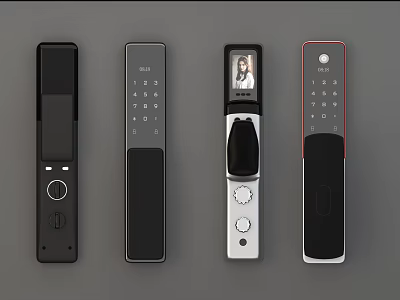 Modern Smart Door Handles With Keypad Camera And Various Design Styles 3d model