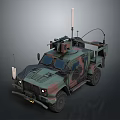Military Camouflage Tank Exterior With Roof Antenna Equipment And Front Headlights